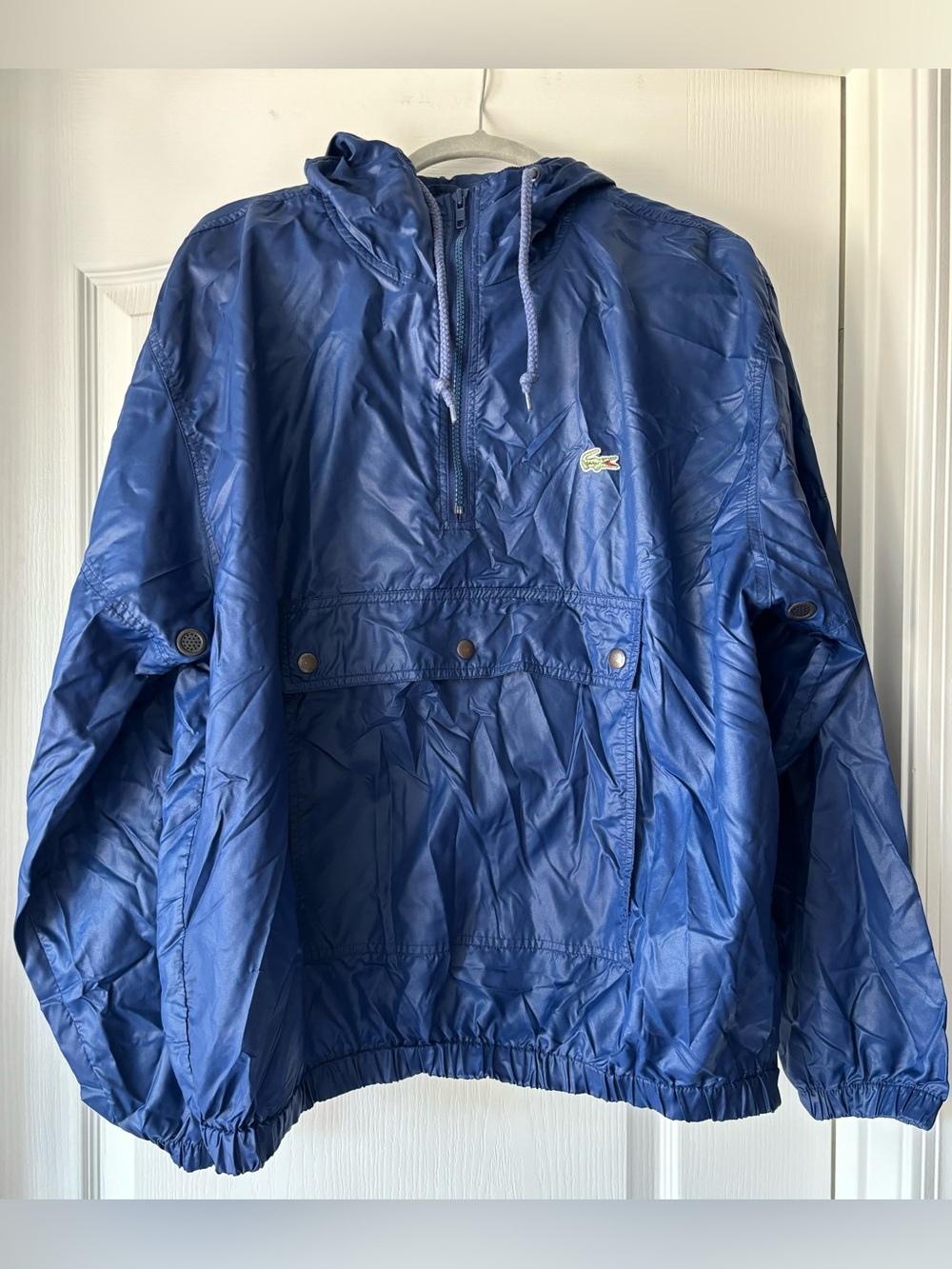 Vntg Izod Lacoste Pullover Jacket Men L Hooded Nylon Windbreaker 90s Gorpcore